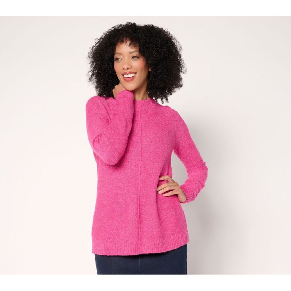 Denim & Co. Women's Top Plus Sz Sweater 2X Make Your Selection: Crew Pink